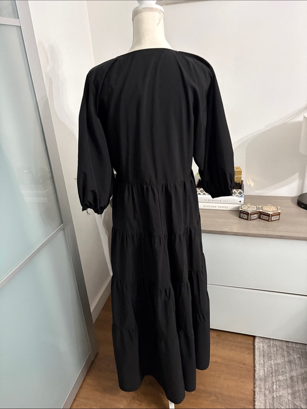 Zara Black Tiered V-Neck Maxi Dress - Picture 3 of 5